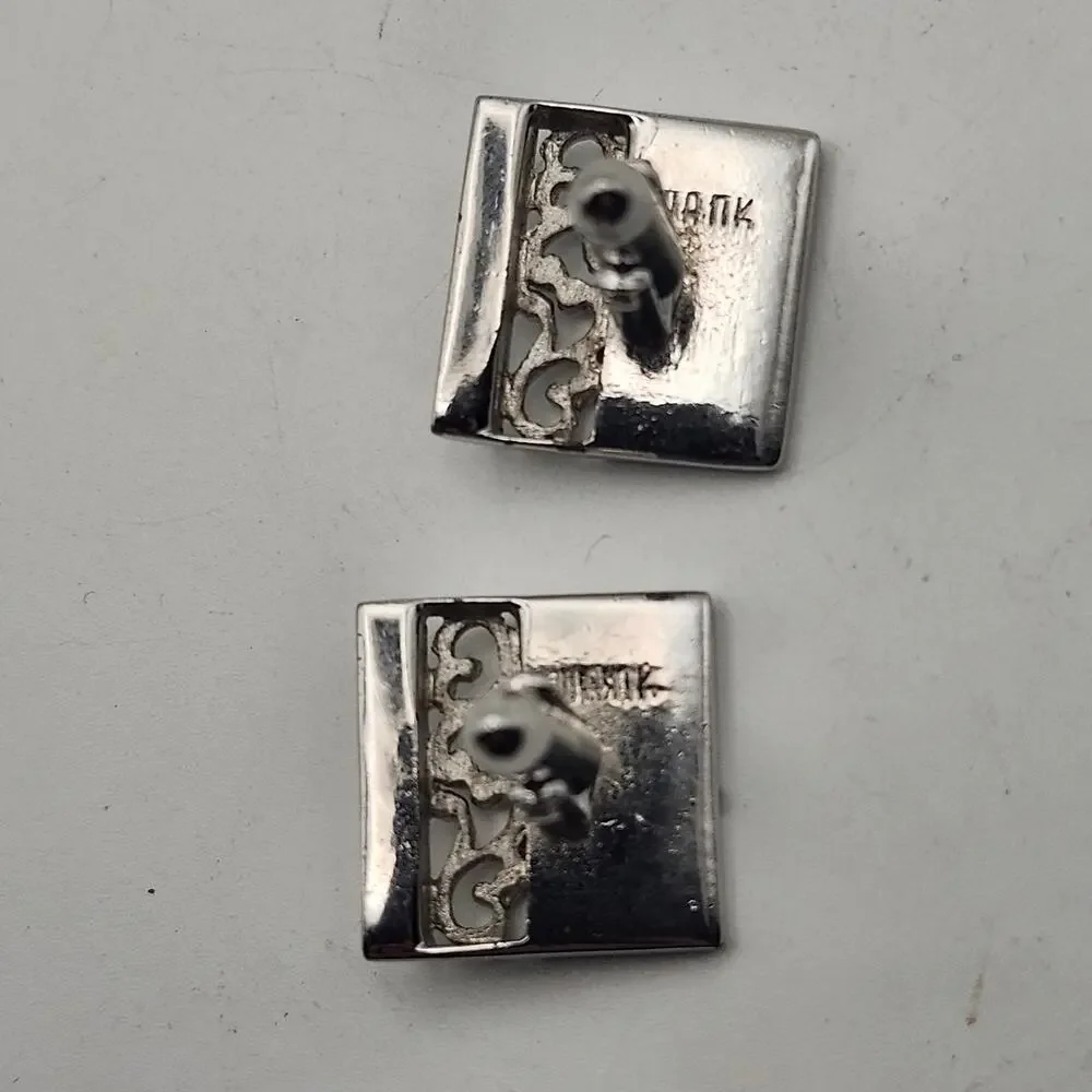 Swank Silver Tone Square Cufflinks .75